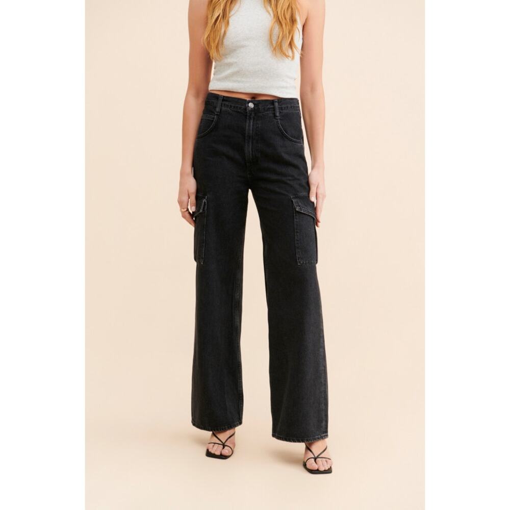 $248 Agolde Minka Wide Leg Cargo jeans - 25 - Black